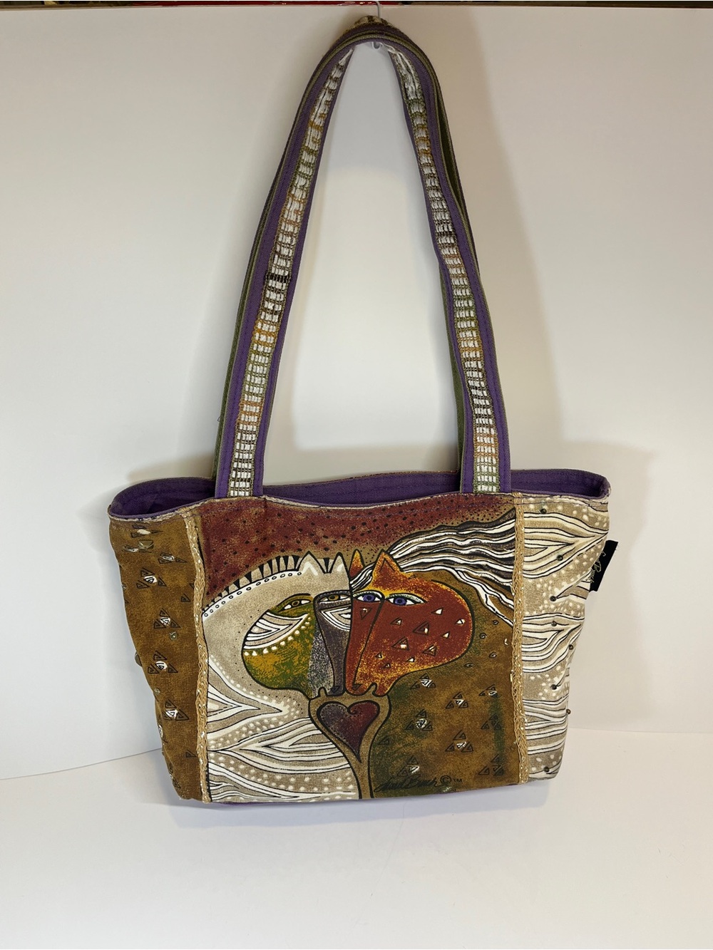 Laurel Burch Embracing Horses Cotton Bag Tapestry Heart Tote Boho Whimsical Art